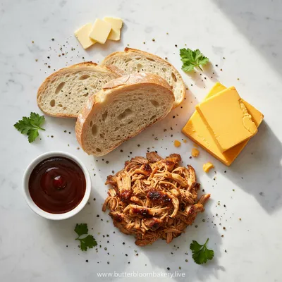 BBQ Chicken Grilled Cheese - cooking process