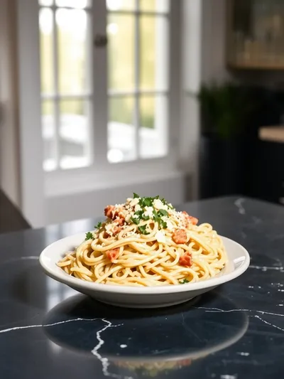 Creamy Garlic Parmesan Orzo - ready to serve