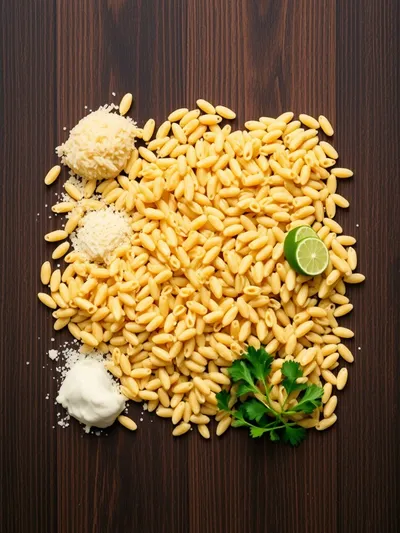 Creamy Garlic Parmesan Orzo - ingredients preparation
