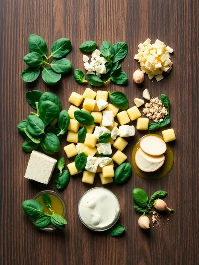 Creamy Gnocchi with Spinach and Feta - ingredients preparation