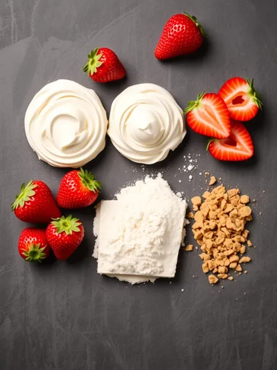Creamy No Bake Strawberry Dessert - ingredients preparation