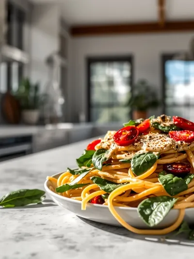 Creamy Sun-Dried Tomato Linguine with Spinach
