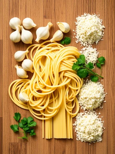Garlic Butter Pasta - ingredients preparation