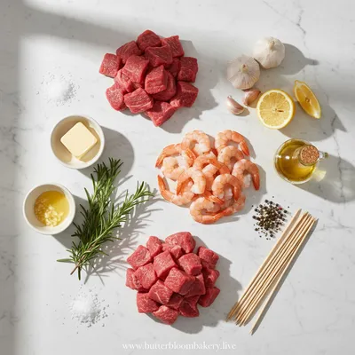 Grilled Steak and Shrimp Skewers with Garlic Butter - cooking process