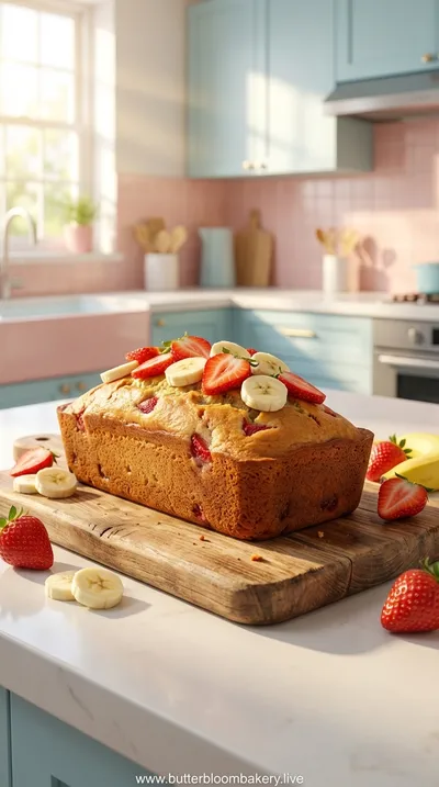 Healthy Banana Strawberry Bread