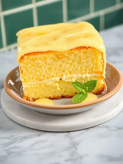 Lemon Cream Cheese Dump Cake - ready to serve