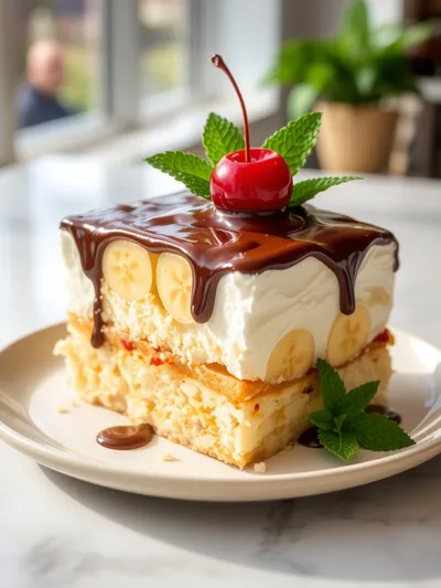 No Bake Banana Split Cake - cooking process