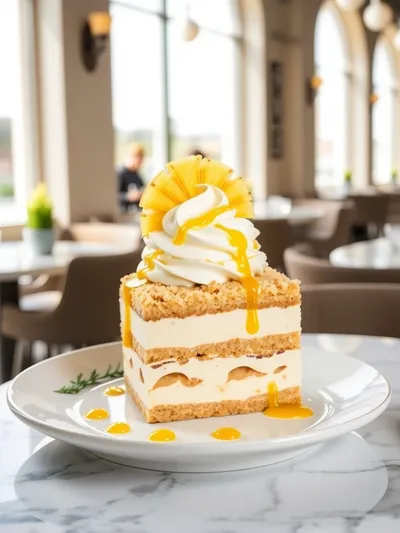No Bake Pineapple Cream Dessert - ready to serve