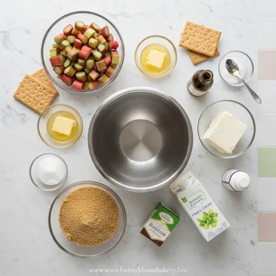 No Bake Rhubarb Cheesecake Squares - cooking process