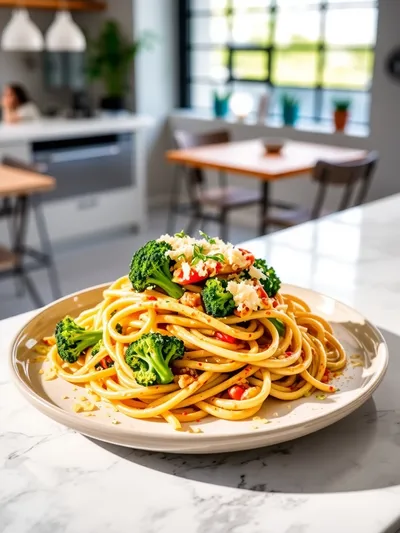 One Pot Broccoli Pasta - ready to serve