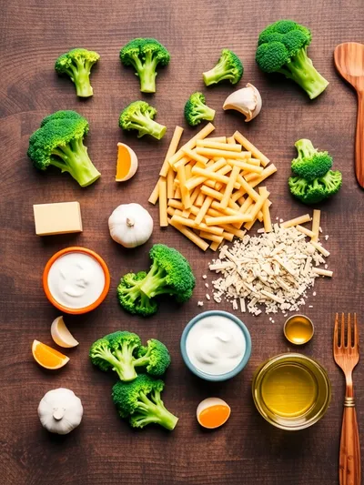 One Pot Broccoli Pasta - ingredients preparation