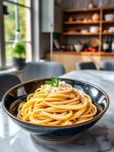 One Pot Creamy Garlic Pasta - ready to serve