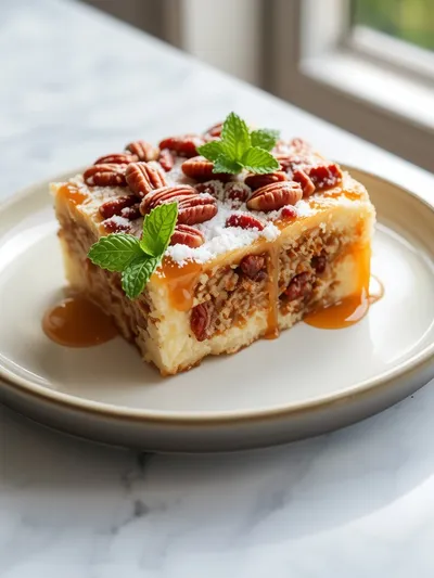 Irresistible Pecan Pie Dump Cake - ready to serve
