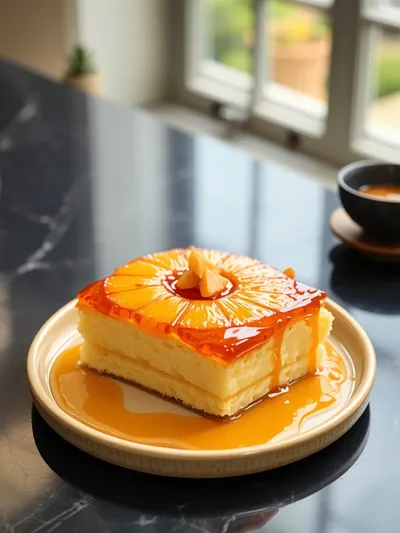 Pineapple Upside-Down Dump Cake - ready to serve