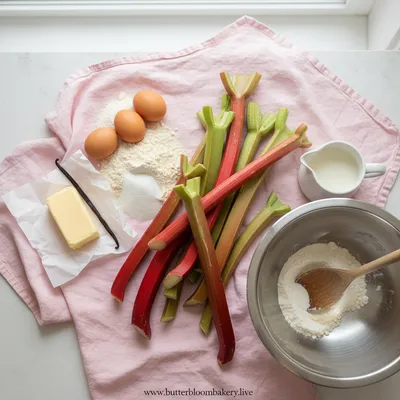 Rhubarb Almond Ice Cream with Frangipane - ingredients preparation