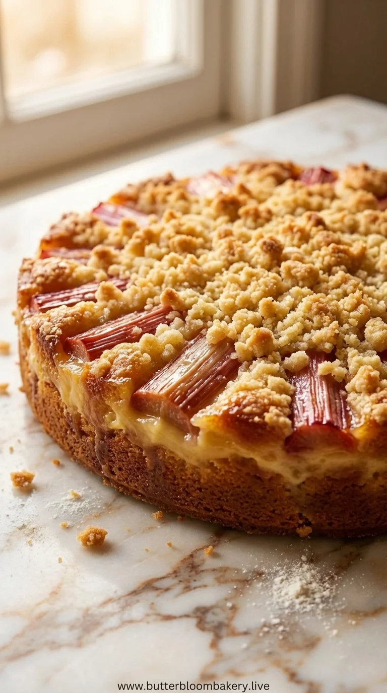 Rhubarb Custard Cake – Buttery Crumble Dessert