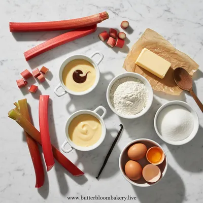 Rhubarb Custard Cake – Buttery Crumble Dessert - cooking process