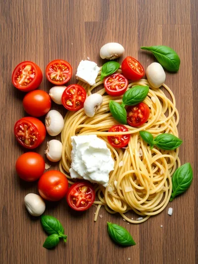 Roasted Tomato and Garlic Ricotta Pasta - ingredients preparation