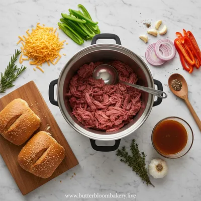 Slow Cooker Cowboy Sandwiches - cooking process