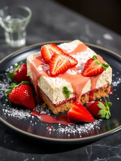 Strawberry Cheesecake Dump Cake - ready to serve