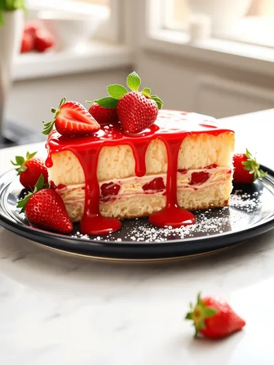 Strawberry Fruit Cake Recipe - cooking process