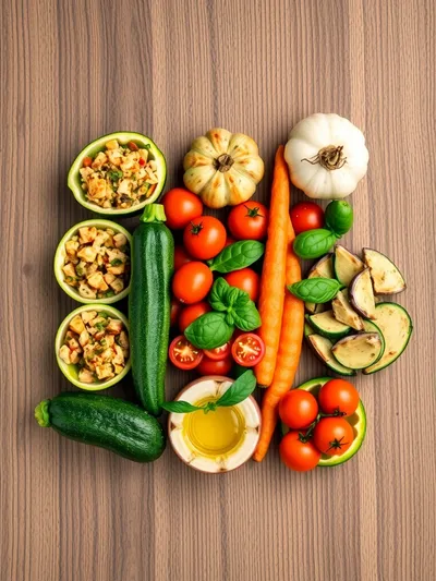 Stuffed Zucchini – Vegan and Vegetarian - ingredients preparation
